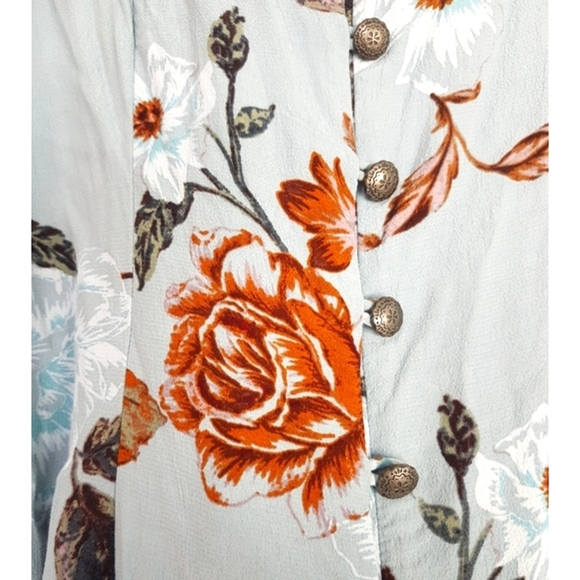 Kimchi Blue- Button-up flared dress w/ tie sleeves - Picture 8 of 9